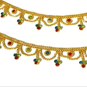 Indian Bollywood Bridal Gold Anklets Red Green
